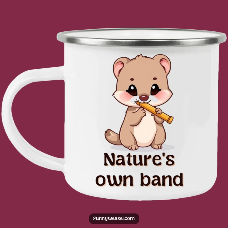 Funny Musical Weasel Camping Mug: Adventure with Humorous Tunes