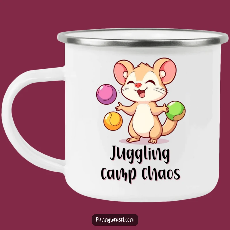 Funny Juggling Weasel Camping Mug: Adventure Skills Gift Cup