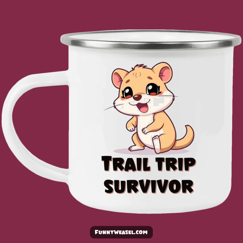Funny Weasel Trip Camping Mug: Adventure Fumbles Gift Cup