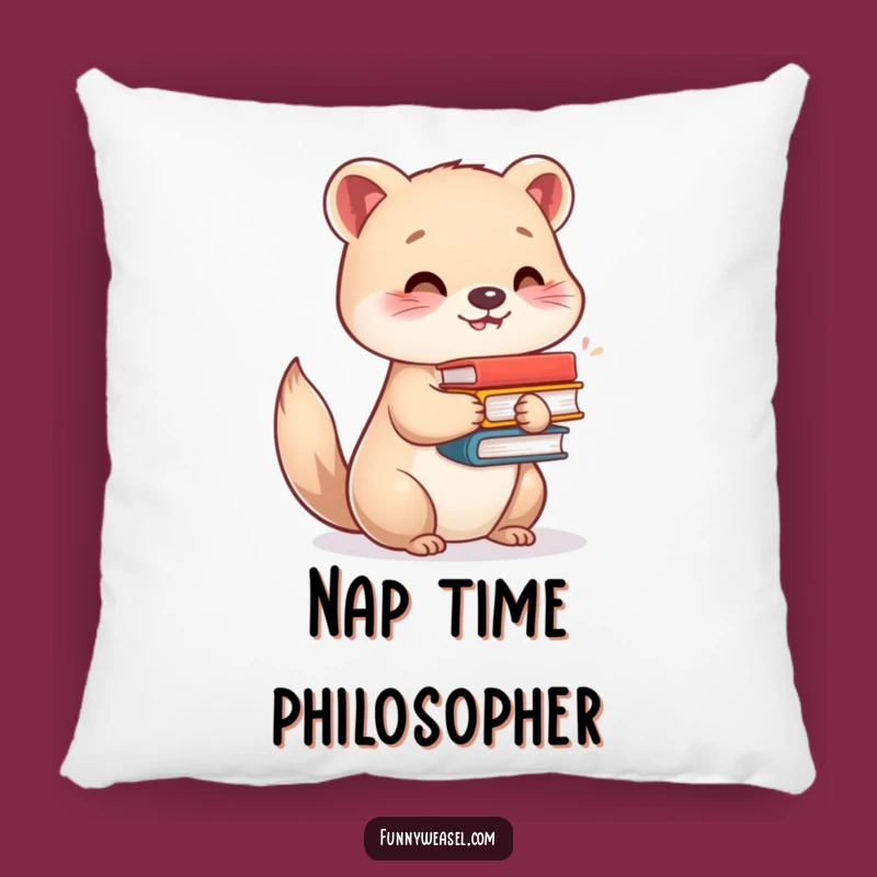 Funny Weasel Reading Pillow: Cozy Comfort and Humorous Bookish Charm Gift