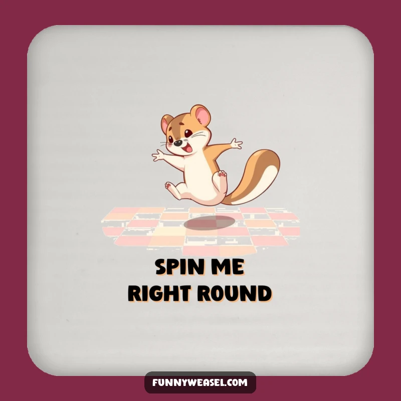 Funny Weasel Cartwheel Coaster: Protect Surfaces with Laughs Gift