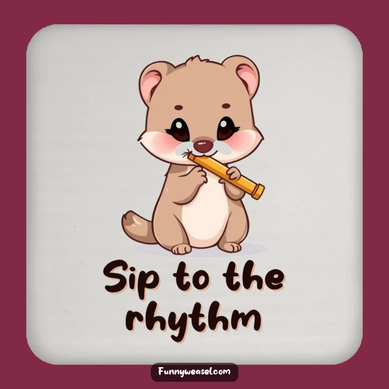 Funny Weasel Music Coaster Set: Humorous Decor for Audiophiles