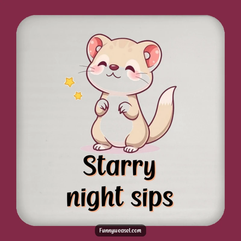 Funny Weasel Star Coaster Set: Add Humorous Magic to Your Table
