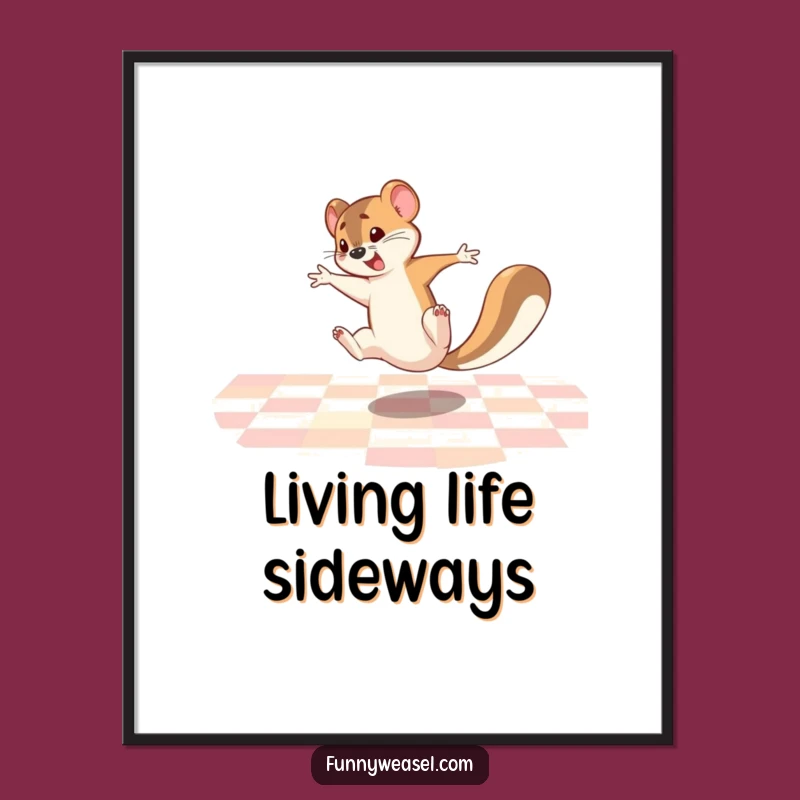 Funny Weasel Cartwheel Poster: Vibrant Comedic Wall Art Gift
