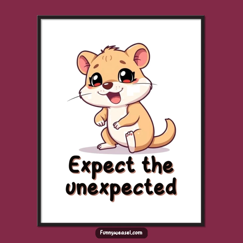Funny Weasel Trip Poster: Comedic Mishap Wall Art Gift