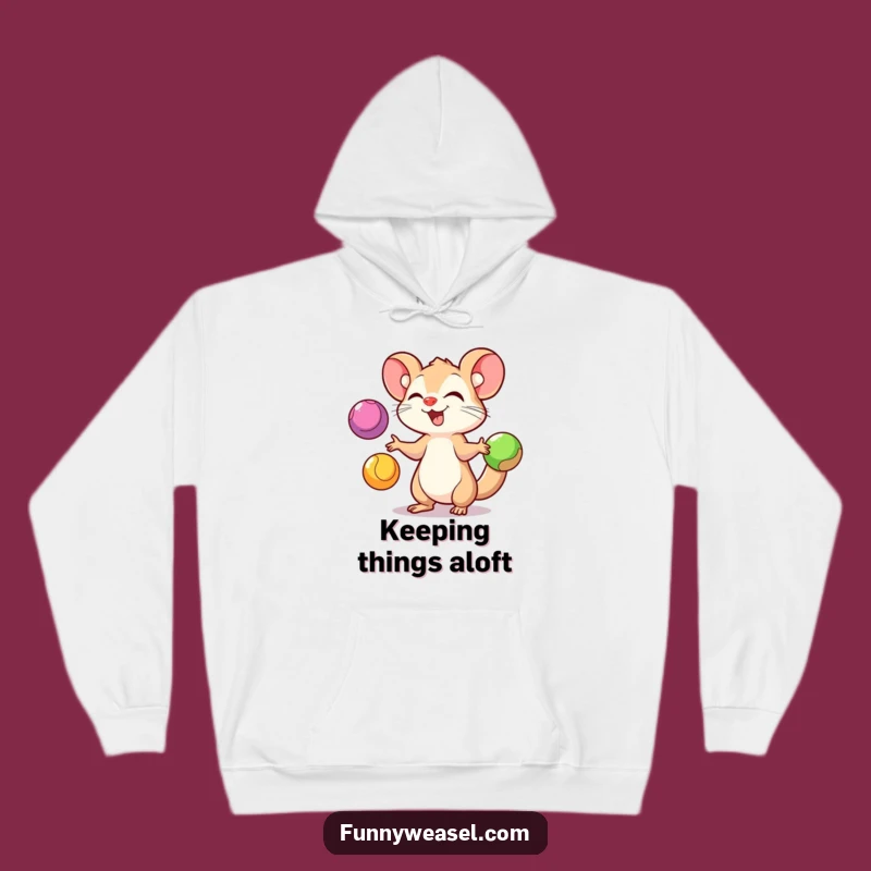 Cozy Funny Juggling Weasel Hoodie: Warm Performance Gift