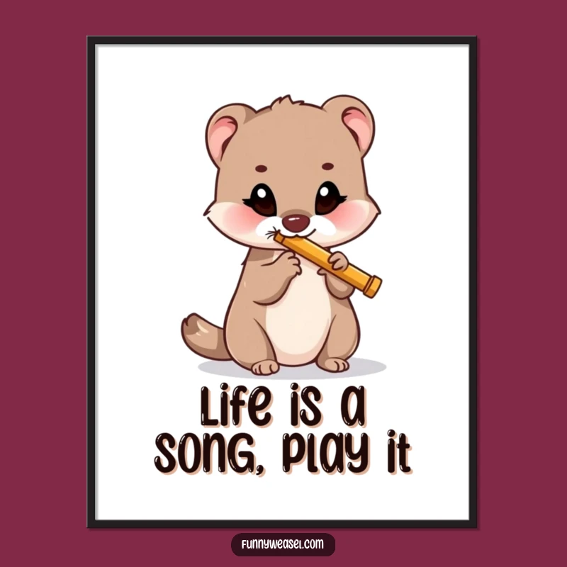 Funny Free Printable Wall Art: Musical Weasel Decor, Downloadable Gift