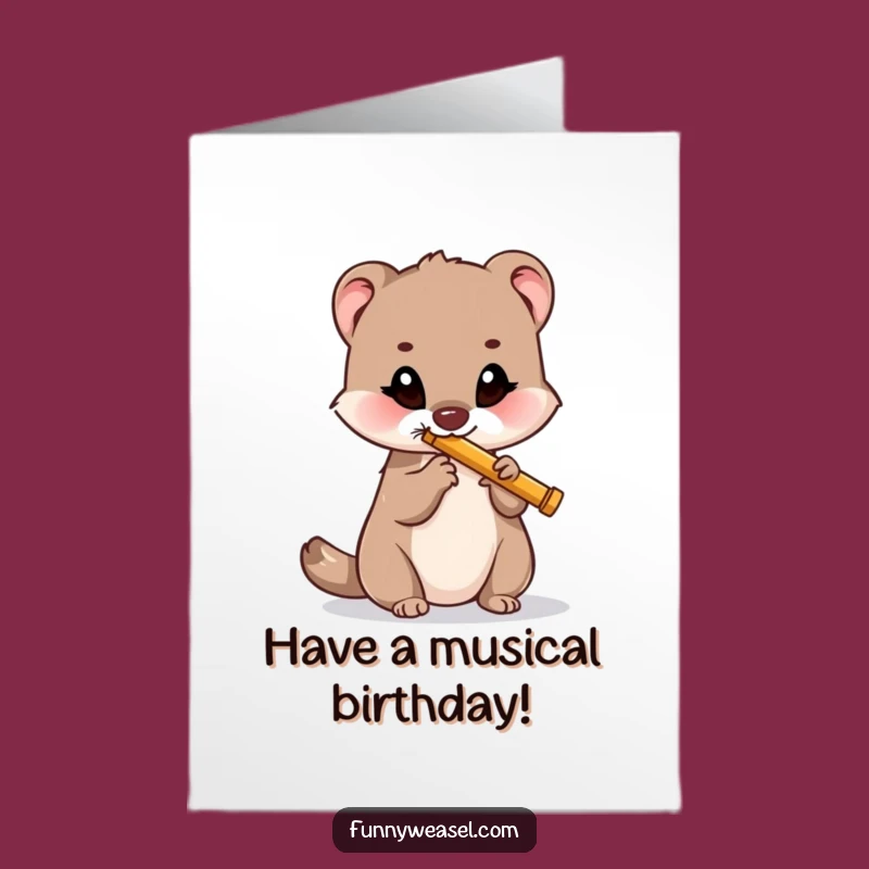 Free Printable Birthday Card: Musical Weasel Melody, Downloadable Gift