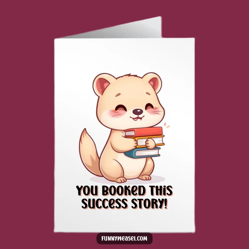 Free Printable Congrats Card: Weasel Scholar Rises, Downloadable Humorous Gift