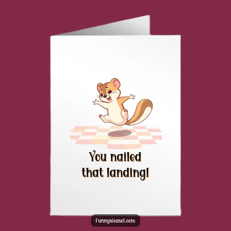 Free Printable Weasel Congrats Card: Hilarious Cartwheel Celebration Downloadable