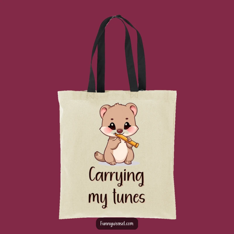 Funny Musical Weasel Tote Bag: Carry Your Tunes with Humorous Style