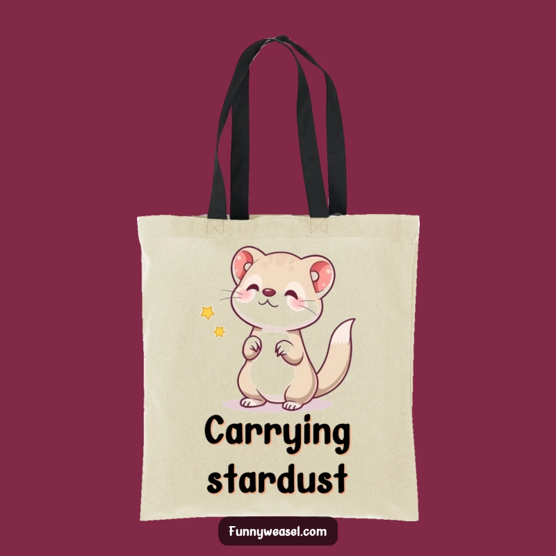 Funny Star-Tossing Weasel Tote Bag: Carry Your Dreams with Humorous Flair